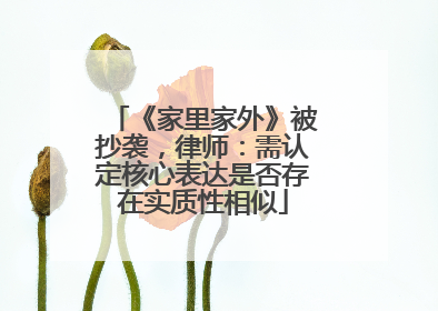 《家里家外》被抄袭，律师：需认定核心表达是否存在实质性相似