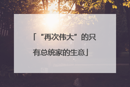 “再次伟大”的只有总统家的生意