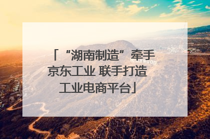 “湖南制造”牵手京东工业 联手打造工业电商平台