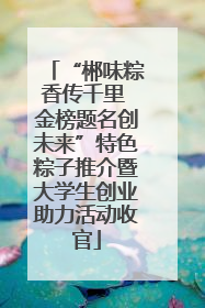 “郴味粽香传千里 金榜题名创未来”特色粽子推介暨大学生创业助力活动收官