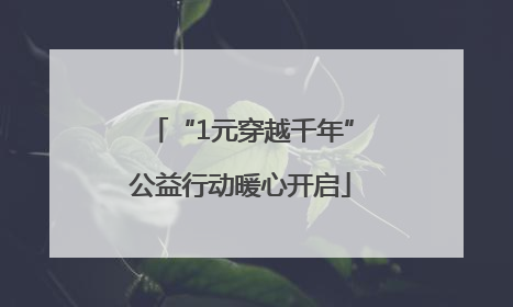 “1元穿越千年”公益行动暖心开启