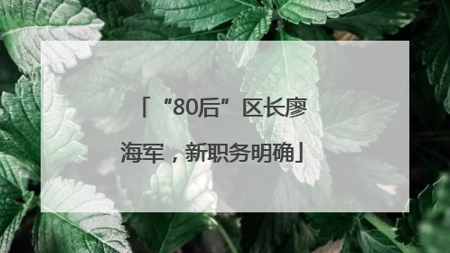 “80后”区长廖海军，新职务明确