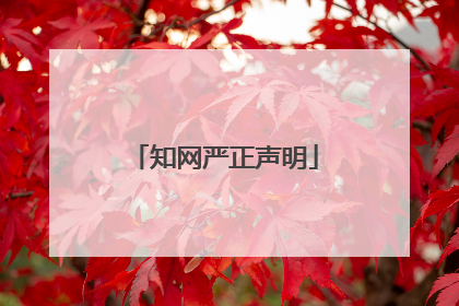 知网严正声明