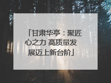 甘肃华亭：聚匠心之力 高质量发展迈上新台阶