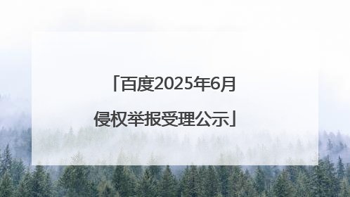 百度2025年6月侵权举报受理公示