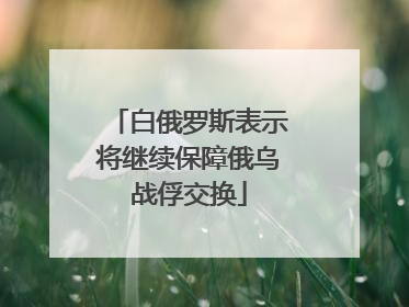 白俄罗斯表示将继续保障俄乌战俘交换