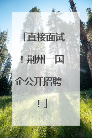 直接面试！荆州一国企公开招聘！