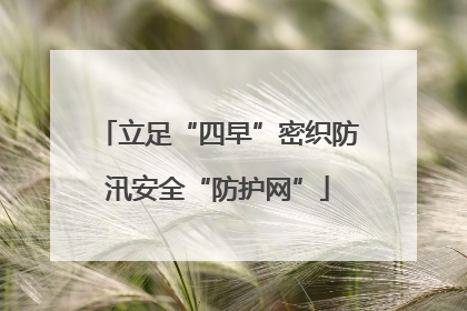 立足“四早”密织防汛安全“防护网”