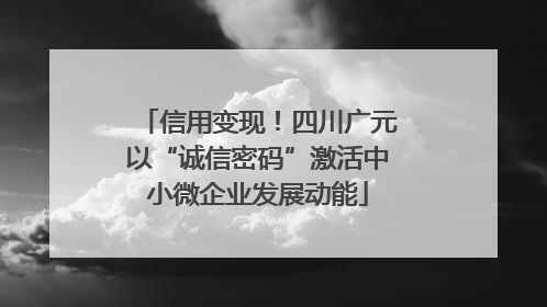 信用变现！四川广元以“诚信密码”激活中小微企业发展动能