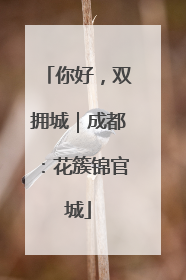 你好，双拥城｜成都：花簇锦官城