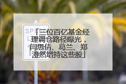 三位百亿基金经理调仓路径曝光，闫思倩、葛兰、郑澄然增持这些股