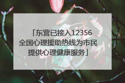 东营已接入12356全国心理援助热线为市民提供心理健康服务