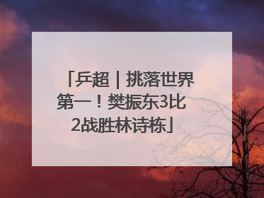 乒超｜挑落世界第一！樊振东3比2战胜林诗栋