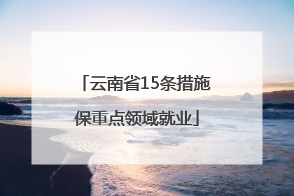 云南省15条措施保重点领域就业