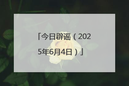 今日辟谣（2025年6月4日）
