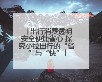 出行消费透明 安全便捷省心 探究小拉出行的“省”与“快”