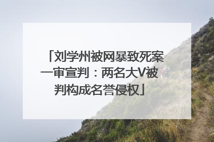 刘学州被网暴致死案一审宣判：两名大V被判构成名誉侵权