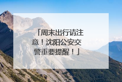 周末出行请注意！沈阳公安交警重要提醒！