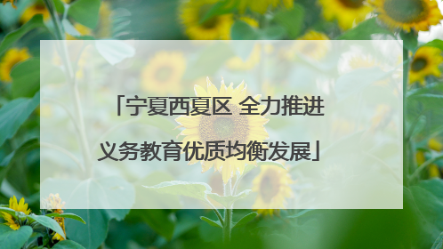 宁夏西夏区 全力推进义务教育优质均衡发展