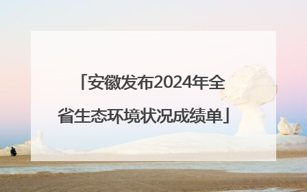 安徽发布2024年全省生态环境状况成绩单