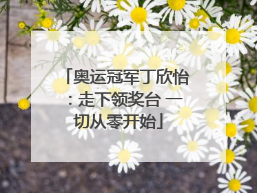 奥运冠军丁欣怡：走下领奖台 一切从零开始