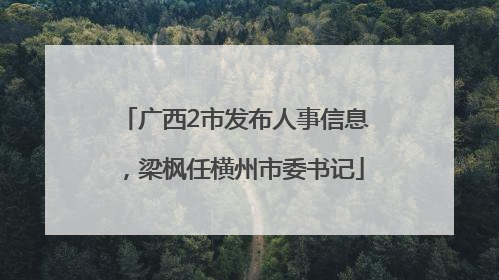 广西2市发布人事信息，梁枫任横州市委书记