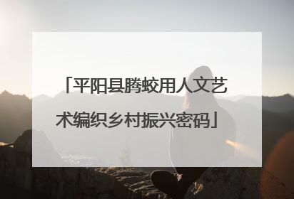 平阳县腾蛟用人文艺术编织乡村振兴密码