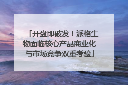 开盘即破发！派格生物面临核心产品商业化与市场竞争双重考验