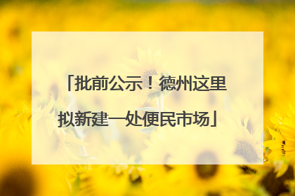 批前公示！德州这里拟新建一处便民市场