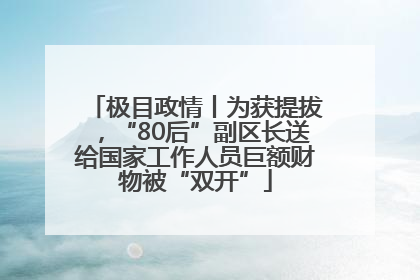 极目政情丨为获提拔，“80后”副区长送给国家工作人员巨额财物被“双开”