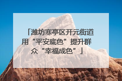 潍坊寒亭区开元街道用“平安底色”提升群众“幸福成色”