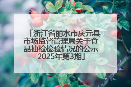 浙江省丽水市庆元县市场监督管理局关于食品抽检检验情况的公示2025年第3期