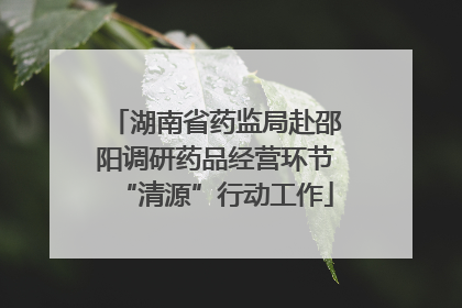 湖南省药监局赴邵阳调研药品经营环节“清源”行动工作