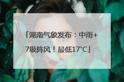 湖南气象发布：中雨+7级阵风！最低17℃