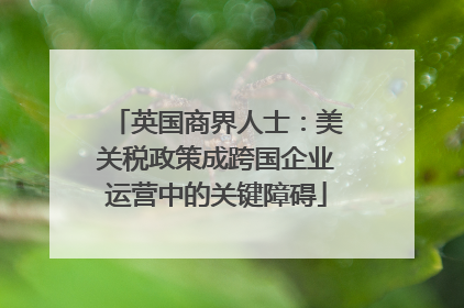 英国商界人士：美关税政策成跨国企业运营中的关键障碍