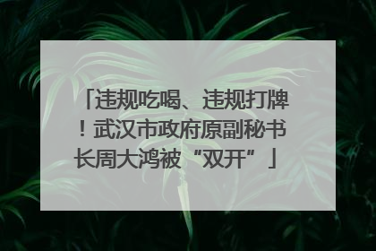 违规吃喝、违规打牌！武汉市政府原副秘书长周大鸿被“双开”