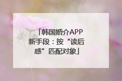 韩国婚介APP新手段：按“读后感”匹配对象