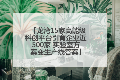 龙湾15家高能级科创平台引育企业近500家 实验室方案变生产线答案