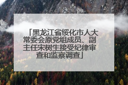 黑龙江省绥化市人大常委会原党组成员、副主任宋树生接受纪律审查和监察调查