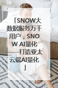 SNOW大数据服务万千用户，SNOW AI量化——打造亚太云端AI量化